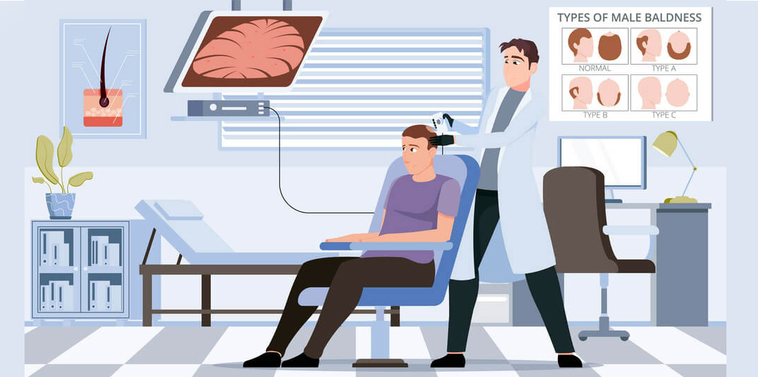 Doctor performing scalp examination